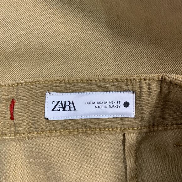 Zara M Chino Trouser Pants Wide Leg Straight Tan Baggy Skater Streetwear - Picture 3 of 11
